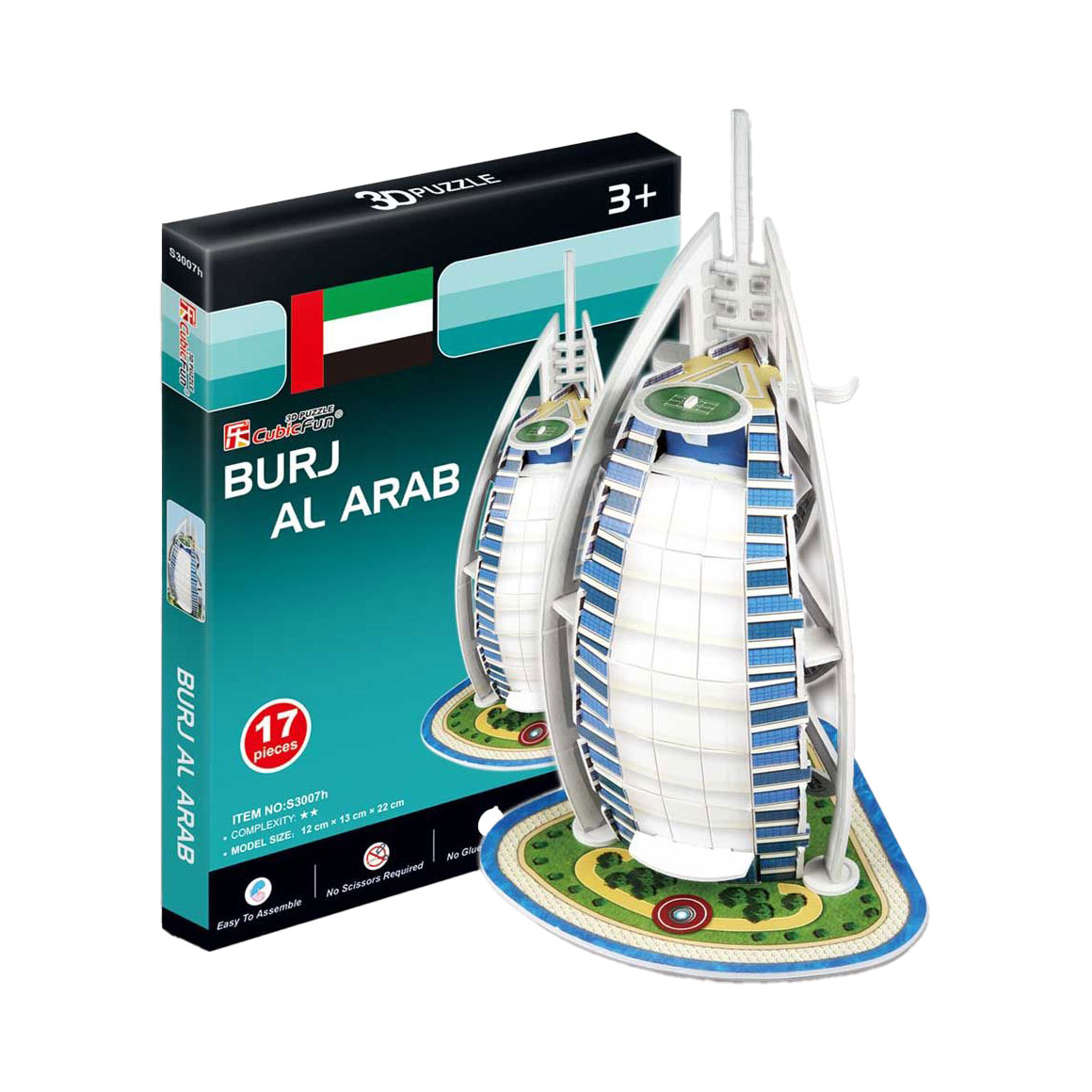 3D-конструктор CubicFun Міні Бурдж-Аль-Араб, від 3 років, 12*13*22 см, 17 деталей (S3007h)